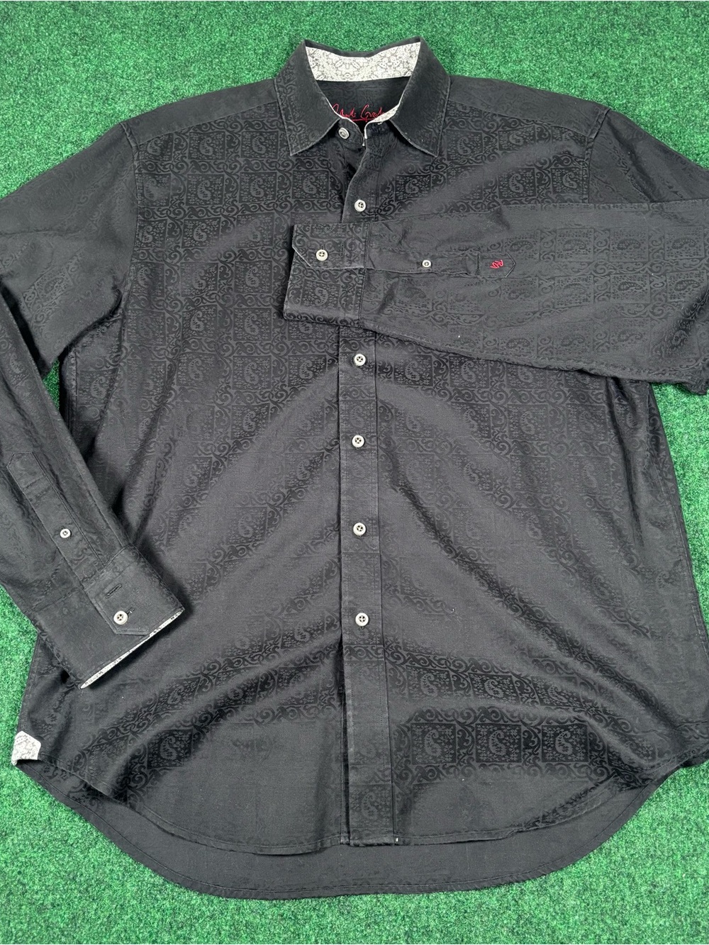 Robert Graham Men's L Black Paisley Button Up Long Sleeve Classic Fit Flip Cuff - Picture 2 of 5